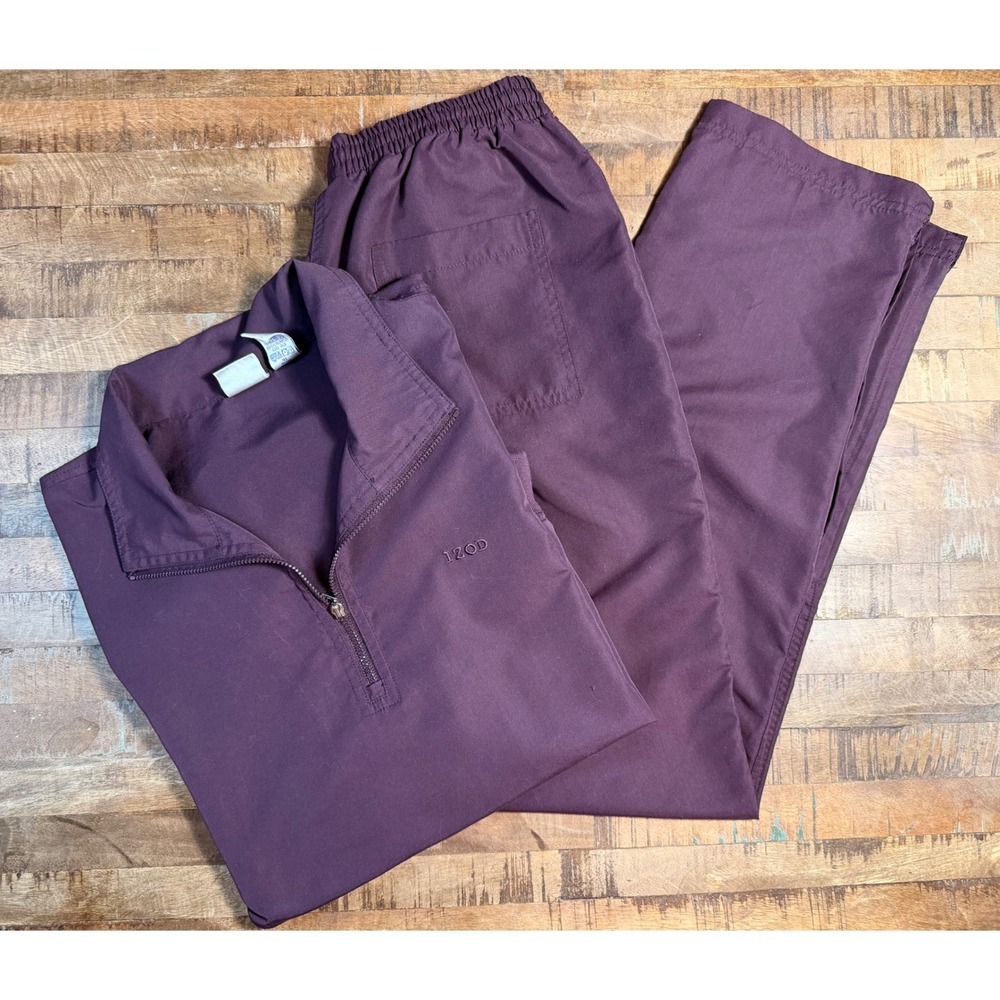 Izod Womens Purple Quarter Zip Pullover and Pants Tracksuit Set Jacket L-Pants M